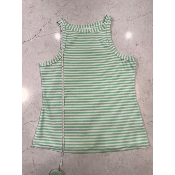 Maeve Cotton Tank Top Green & White Striped Women's XL French Coastal Spring - Picture 4 of 12